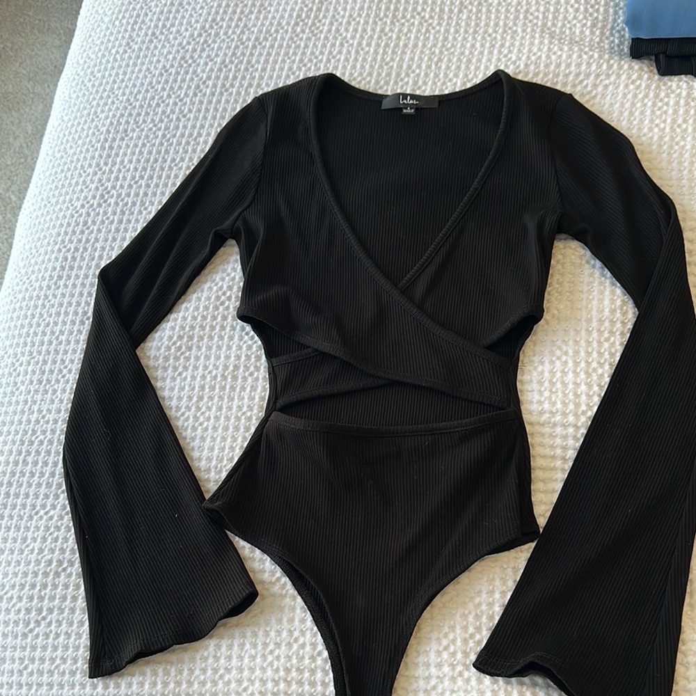 Lulu's Black Long Sleeve Bodysuit